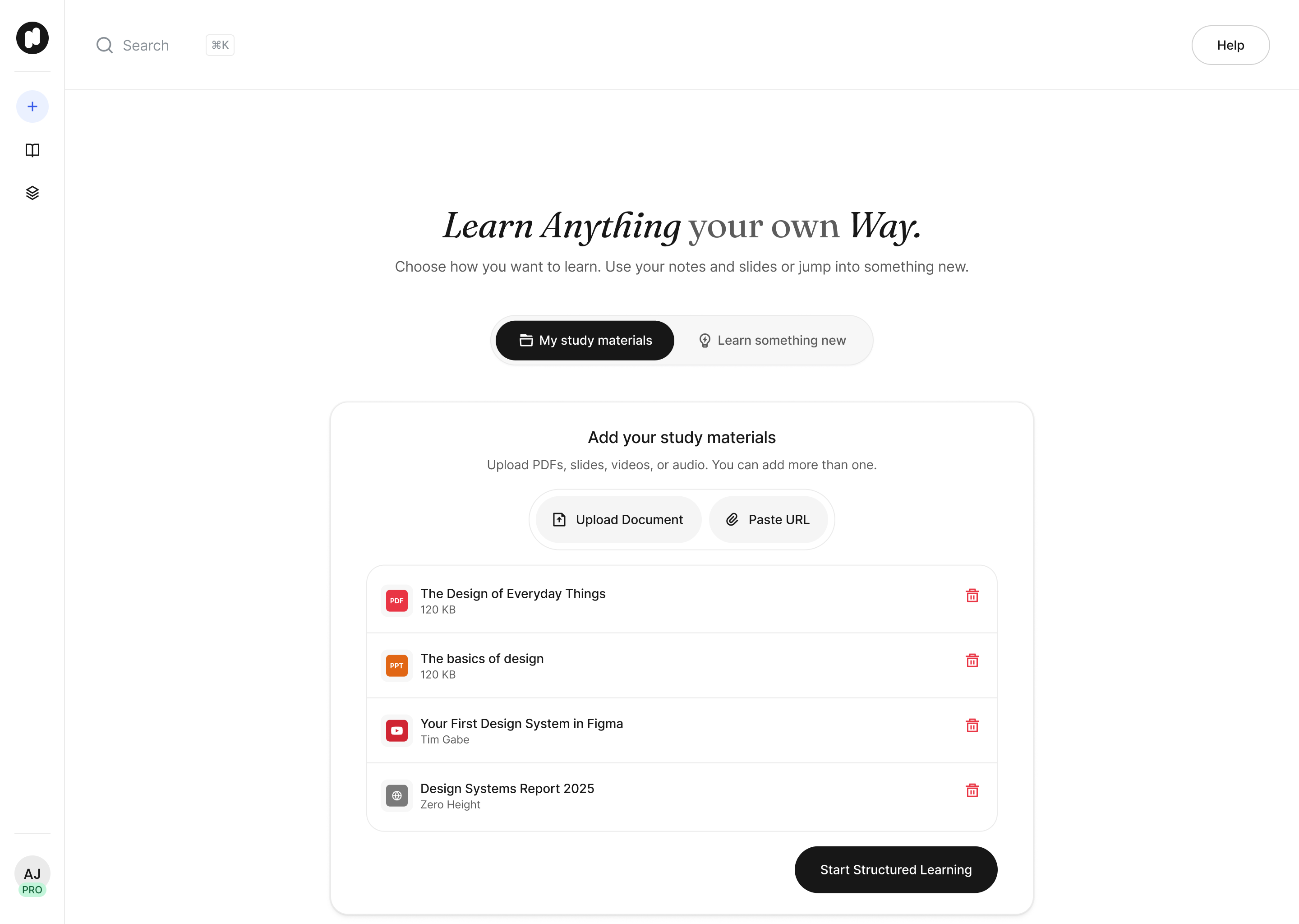 Nuton files and links input screen